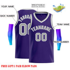 Custom Purple Gray-White Classic Tops Men Casual Basketball Jersey