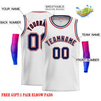 Custom White Navy-Red Classic Tops Men Casual Basketball Jersey