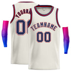Custom Cream Navy-Red Classic Tops Casual Basketball Jersey