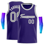Custom Purple Gray-White Classic Tops Casual Basketball Jersey