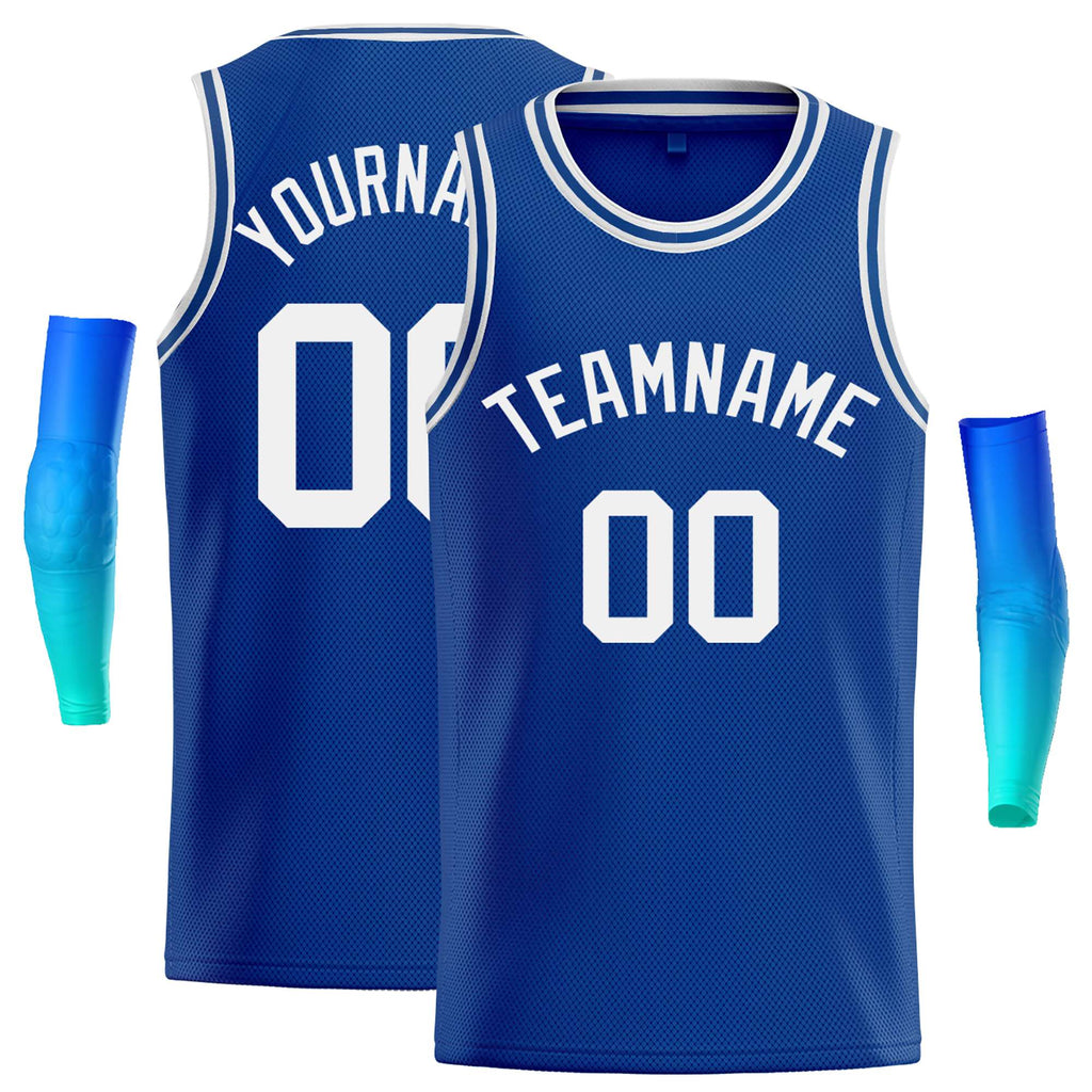 Custom Royal White Classic Tops Casual Basketball Jersey