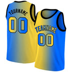 Custom Yellow Blue Black Gradient Fashion Tops Basketball Jersey