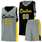 Custom Black Gray Side U-shaped Patttern Double Side Sports Uniform Basketball Jersey