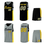 Custom Black Gray Side U-shaped Patttern Double Side Sports Uniform Basketball Jersey