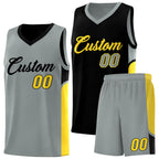 Custom Black Gray Side U-shaped Patttern Double Side Sports Uniform Basketball Jersey