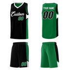 Custom Black Kelly Green Side U-shaped Patttern Double Side Sports Uniform Basketball Jersey