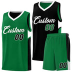 Custom Black Kelly Green Side U-shaped Patttern Double Side Sports Uniform Basketball Jersey
