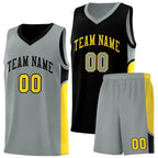 Custom Black Gray Side U-shaped Patttern Double Side Sports Uniform Basketball Jersey