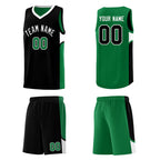 Custom Black Kelly Green Side U-shaped Patttern Double Side Sports Uniform Basketball Jersey