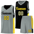 Custom Black Gray Side U-shaped Patttern Double Side Sports Uniform Basketball Jersey