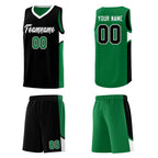 Custom Black Kelly Green Side U-shaped Patttern Double Side Sports Uniform Basketball Jersey