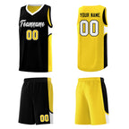 Custom Black Gold Side U-shaped Patttern Double Side Sports Uniform Basketball Jersey