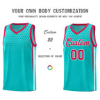 Custom Aqua Personalized Honeycomb Pattern Sports Uniform Basketball Jersey
