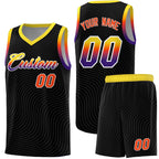 Custom Black Gold Wave Pattern Sports Uniform Basketball Jersey