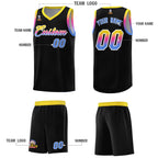 Custom Black Gold Wave Pattern Sports Uniform Basketball Jersey