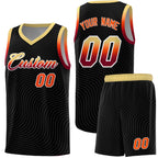 Custom Black Khaki Wave Pattern Sports Uniform Basketball Jersey