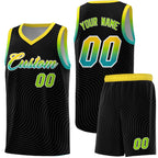 Custom Black Gold Wave Pattern Sports Uniform Basketball Jersey