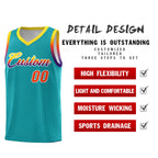 Custom Aqua Gold Wave Pattern Sports Uniform Basketball Jersey