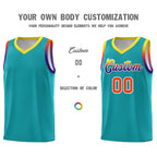 Custom Aqua Gold Wave Pattern Sports Uniform Basketball Jersey