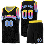 Custom Black Gold Wave Pattern Sports Uniform Basketball Jersey