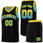 Custom Black Gold Wave Pattern Sports Uniform Basketball Jersey