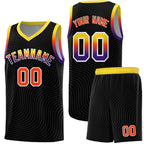 Custom Black Gold Wave Pattern Sports Uniform Basketball Jersey