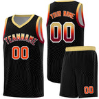 Custom Black Khaki Wave Pattern Sports Uniform Basketball Jersey