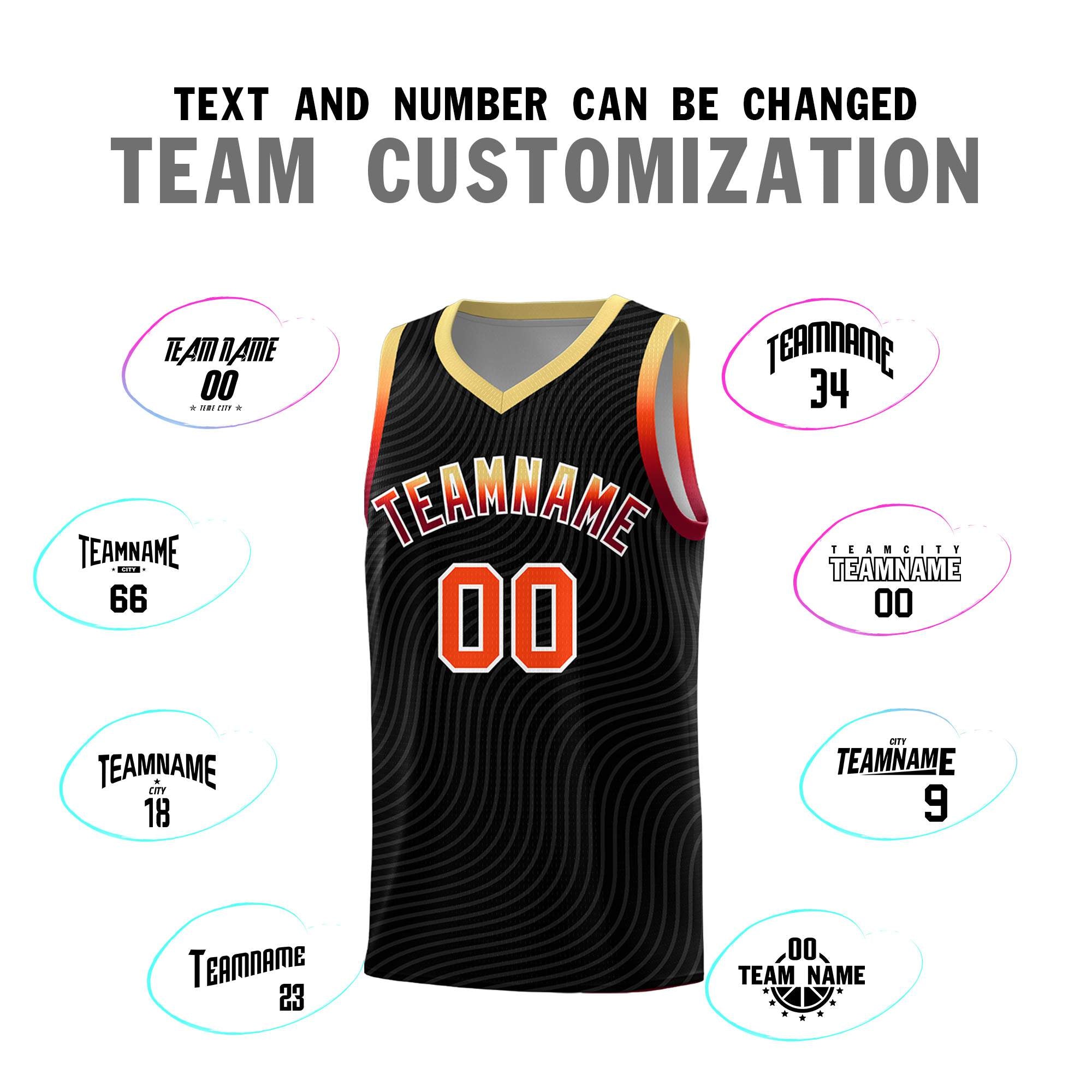 Custom Black Khaki Wave Pattern Sports Uniform Basketball Jersey