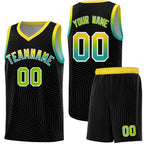 Custom Black Gold Wave Pattern Sports Uniform Basketball Jersey