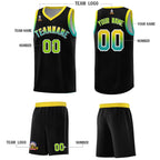 Custom Black Gold Wave Pattern Sports Uniform Basketball Jersey