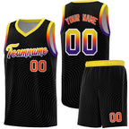 Custom Black Gold Wave Pattern Sports Uniform Basketball Jersey