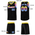 Custom Black Gold Wave Pattern Sports Uniform Basketball Jersey