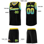 Custom Black Gold Wave Pattern Sports Uniform Basketball Jersey