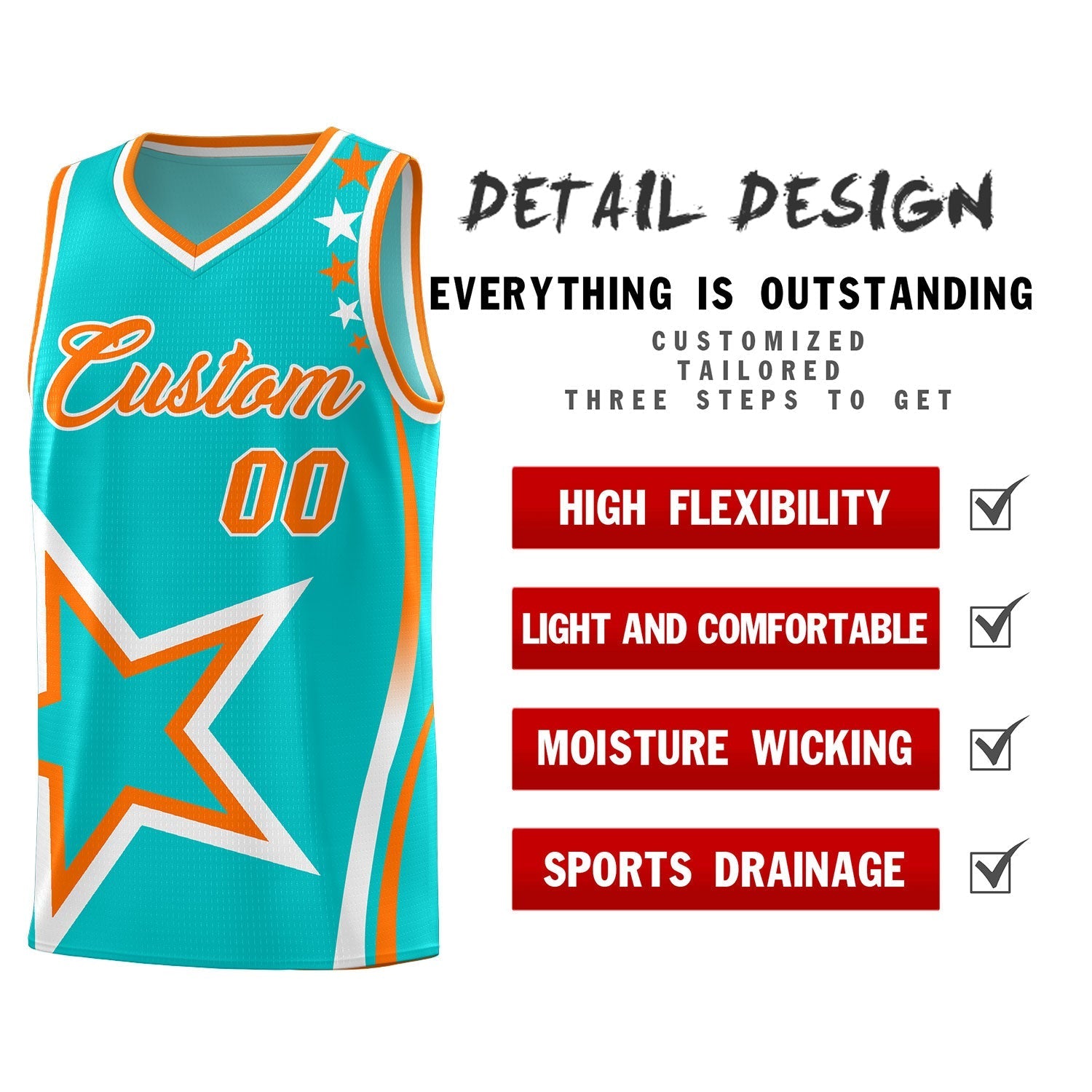 Custom Aqua Shoulder Stars Graffiti Pattern Sets Basketball Jersey