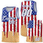 Custom American Flag Basketball Kits with Ice Cream Element Pattern