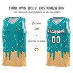 Custom Aqua Basketball Kits with Ice Cream Element Pattern