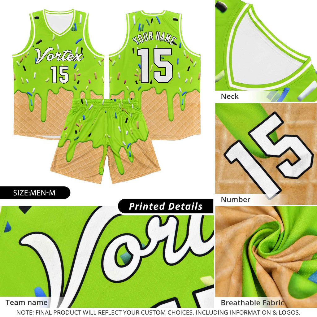 Custom American Flag Basketball Kits with Ice Cream Element Pattern
