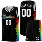 Custom Black Denver Nuggets Rainbow Side Sports Uniform Basketball Jersey