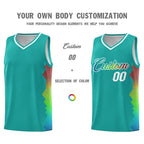 Custom Aqua Denver Nuggets Rainbow Side Sports Uniform Basketball Jersey