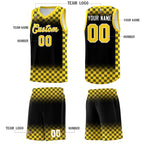 Custom Black Gold Classic Plaid Pattern Sports Uniform Basketball Jersey