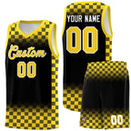 Custom Black Gold Classic Plaid Pattern Sports Uniform Basketball Jersey