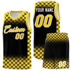 Custom Black Gold Classic Plaid Pattern Sports Uniform Basketball Jersey