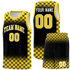Custom Black Gold Classic Plaid Pattern Sports Uniform Basketball Jersey