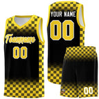 Custom Black Gold Classic Plaid Pattern Sports Uniform Basketball Jersey
