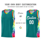 Custom Aqua Side Flame Pattern Fashion Sports Uniform Basketball Jersey
