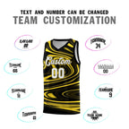 Custom Black Gold Graffiti Pattern Fluids Style Sports Uniform Basketball Jersey Sets