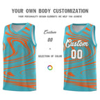Custom Aqua Orange Graffiti Pattern Fluids Style Sports Uniform Basketball Jersey Sets