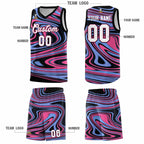 Custom Black Light Blue Graffiti Pattern Fluids Style Sports Uniform Basketball Jersey Sets