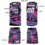 Custom Black Light Blue Graffiti Pattern Fluids Style Sports Uniform Basketball Jersey Sets