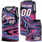 Custom Black Light Blue Graffiti Pattern Fluids Style Sports Uniform Basketball Jersey Sets